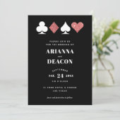 Moderne Casino Hochzeitsfeier mit rosa Glitzer Einladung (Stehend Vorderseite)