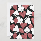 Moderne Casino Hochzeitsfeier mit rosa Glitzer Einladung (Rückseite)