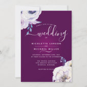 Moderne Cassis Color und Lilac Blume Hochzeit Einladung (Vorderseite)
