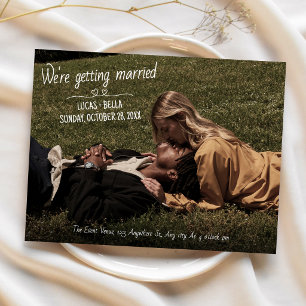 Moderne Casual-Handschrift-Foto-Hochzeits-Einladun Postkarte