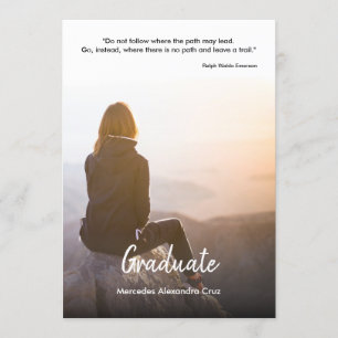 Moderne Casual mit Foto & Zitat  Abschlussfeier Einladung