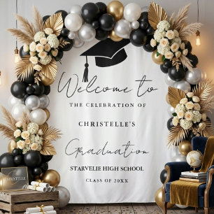 Moderne Casual Schriftzug Absolventenparty Willkom Wandteppich