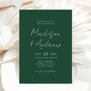Moderne Casual Script Grüne Hochzeit Einladung