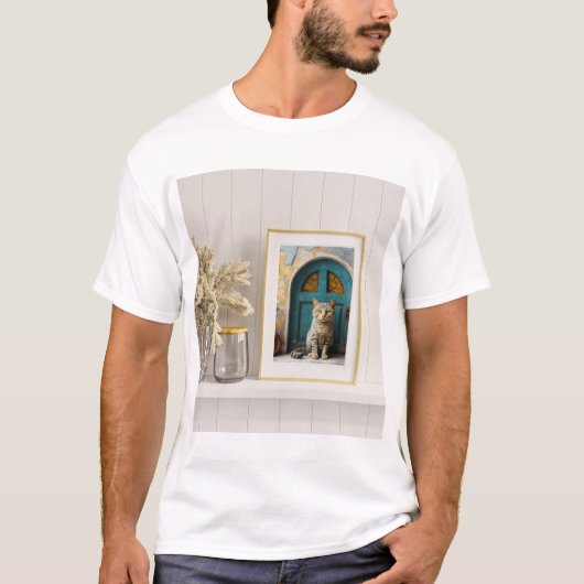 Moderne Cat Art Dekoration T-Shirt (Vorderseite)