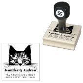 Moderne Cat Family Rücksendeadresse Gummistempel (Stempel)