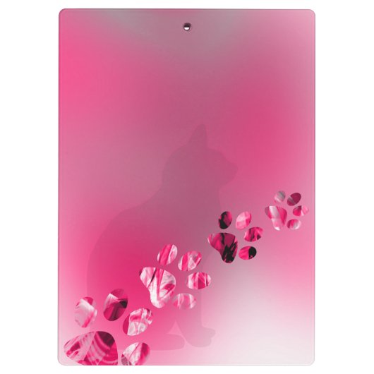 Moderne Cat Kitty Paw Prints Klemmbrett (Rückseite)