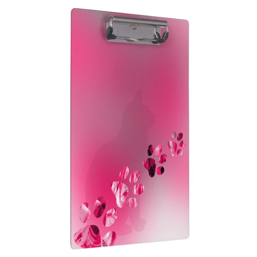 Moderne Cat Kitty Paw Prints Klemmbrett (Rechts)