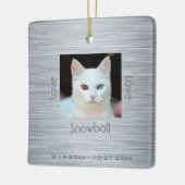 Moderne Cat Memorial Foto Liebe Weihnachten Keramikornament (Links)