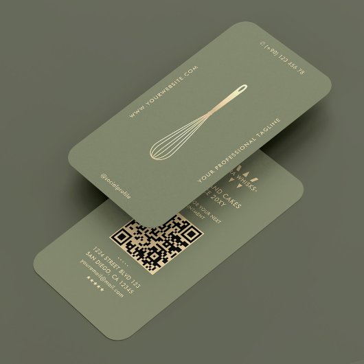 Moderne Caterer Baker Green Sage Gold Whisky Visitenkarte