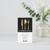 moderne Catering Schwarz-weiße Visitenkarte (Stehend Vorderseite)