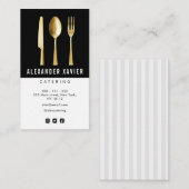 moderne Catering Schwarz-weiße Visitenkarte (Vorne/Hinten)