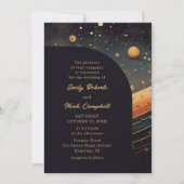 Moderne Celestial Musical Moon Galaxy Hochzeit Einladung (Vorderseite)