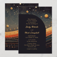 Moderne Celestial Musical Moon Galaxy Hochzeit