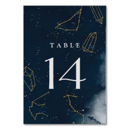 Moderne Celestial Watercolor Wedding Table Card Nu Tischnummer