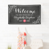 Moderne Chalkboard Blumenrahmen Hochzeit Willkomme Banner (Insitu)