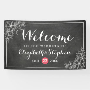 Moderne Chalkboard Blumenrahmen Hochzeit Willkomme Banner