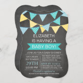 Moderne Chalkboard Bunting Boys Babydusche Einladung (Vorne/Hinten)
