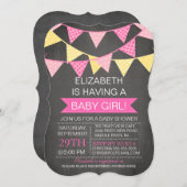 Moderne Chalkboard Bunting GIRLS Baby Showküche Einladung (Vorne/Hinten)