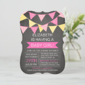 Moderne Chalkboard Bunting GIRLS Baby Showküche Einladung (Stehend Vorderseite)