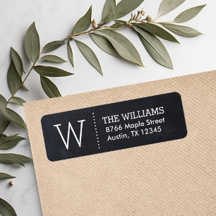 Moderne Chalkboard Custom Monogram Rücksendeadress