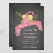 Moderne Chalkboard Floral Baby Dusche Einladungen (Vorne/Hinten)