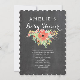 Moderne Chalkboard Floral Wreath Baby Dusche einla Einladung