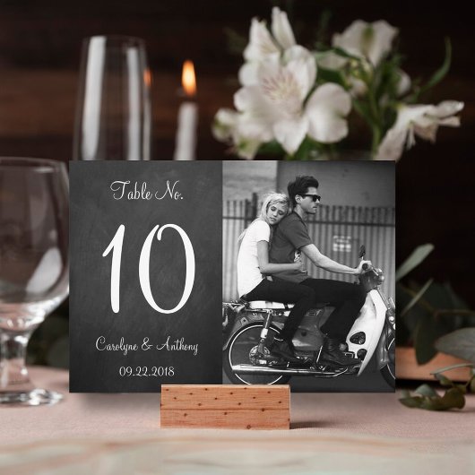 Moderne Chalkboard Foto Hochzeit Tischnummer Cards