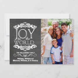 Moderne Chalkboard Freude an der World Flat Foto C Feiertagskarte