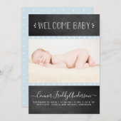 Moderne Chalkboard Geburtsankündigung Ankündigung (Vorne/Hinten)