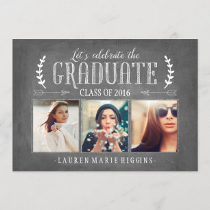 Moderne Chalkboard Graduation Party FotoCollage Einladung