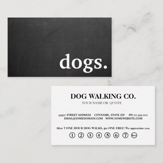 Moderne Chalkboard-Hunde. Treuhandkarte Visitenkarte (Vorne/Hinten)