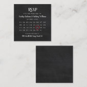 Moderne Chalkboard Kalender RSVP Karte (Vorne/Hinten)