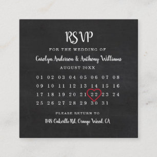Moderne Chalkboard Kalender RSVP Karte