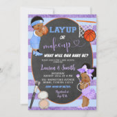 Moderne Chalkboard-Layup oder Makeup Gender Reveal Einladung (Vorderseite)