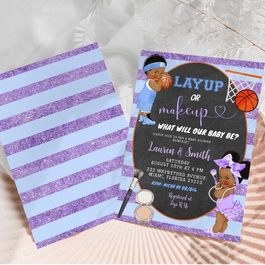 Moderne Chalkboard-Layup oder Makeup Gender Reveal Einladung