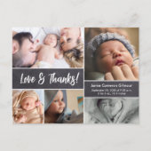 Moderne Chalkboard-Liebe Dank Baby Foto Collage Postkarte (Vorderseite)