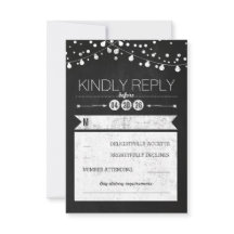 Moderne Chalkboard Lights Wedding RSVP Card