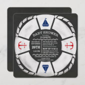 Moderne Chalkboard Nautical Baby Dusche Einladung (Vorne/Hinten)