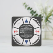 Moderne Chalkboard Nautical Baby Dusche Einladung (Stehend Vorderseite)