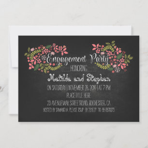 Moderne Chalkboard-Party mit Blumenmuster lädt ein Einladung