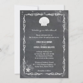 Moderne Chalkboard Sea Muschel Beach Hochzeit Einladung