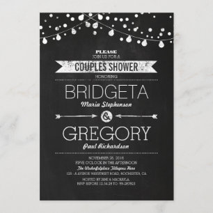 Moderne Chalkboard String Lights Paare Dusche Einladung