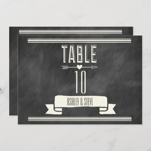 MODERNE CHALKBOARD-TISCHNUMMERN EINLADUNG (Vorne/Hinten)