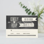 MODERNE CHALKBOARD-WEDD-ANTWORTKARTE RSVP KARTE (Stehend Vorderseite)