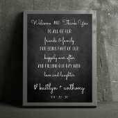 Moderne Chalkboard Wedding Willkommen & Vielen Dan Poster