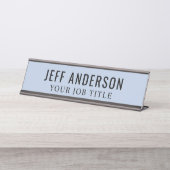 Moderne Chambray Blue Office Mitarbeiter Schreibtischnamensplakette (Vorderseite )