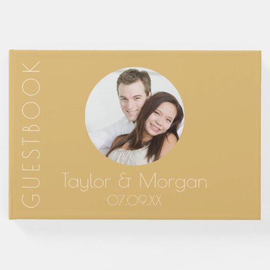 Moderne Champagne Tonal Wedding Gästebuch (Vorderseite)