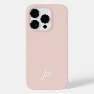 Moderne Champagner-Rosa-Weiß-Monogramm-Name Case-Mate iPhone 14 Pro Hülle