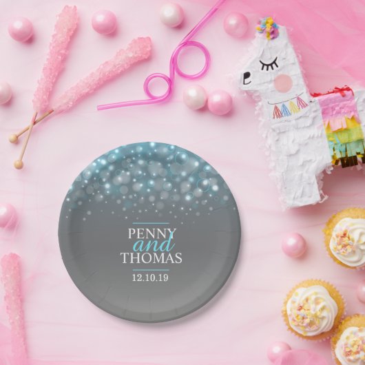 Moderne Champagner-Schaumblase auf Papier Pappteller (Party)