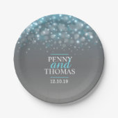 Moderne Champagner-Schaumblase auf Papier Pappteller (Vorderseite)